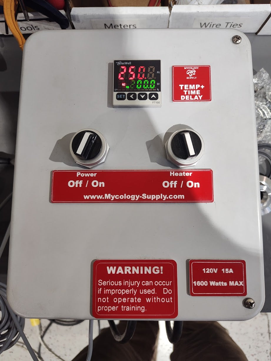 Barrel steamer DIY kit with PID controller, heating element, float valve, and false bottom for mushroom substrate