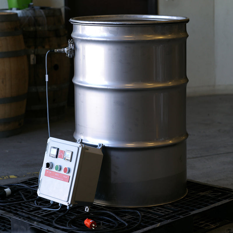 Barrel Steamer 55 Gallon Carbon Steel with PID controller - Mushroom Substrate Sterilization / Pasteurization (220v)